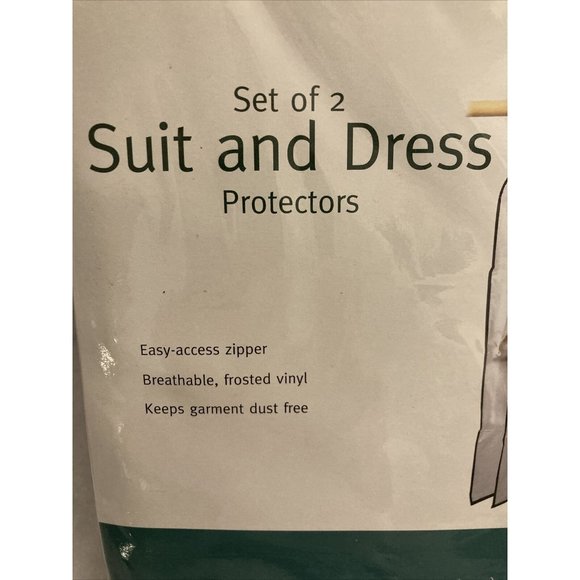Set of 2 Hanging Garment Suit and Dress Zip Protectors Bags 40"x24" By Store It - Picture 3 of 5